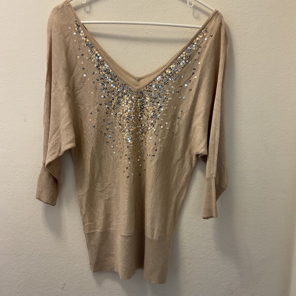 White House Black Market Gold Sequin Top